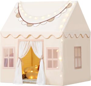 Wilwolfer Play Tent for Kids Indoor – Kids Play Tent Indoor Toddlers Play Tent Large Toddler Tent for Kids Toy House Birthday Gift for Boys & Girls Playroom Decor (Beige Playhouse)