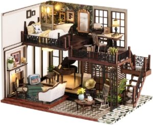 Flever Dollhouse Miniature DIY House Kit Creative Room with Furniture for Romantic Artwork Gift (Time Impression)