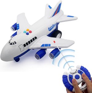 Tipmant 4CH RC Airplane Radio Remote Control Vehicle Car Electric Plane Aircraft Model Toy Music, Light Kids Birthday Gifts (Blue)