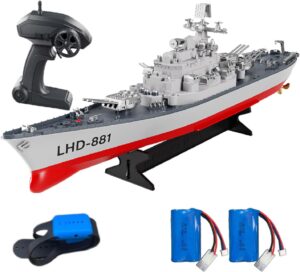 Remote Control Ship RC Warship Aircraft Carrier Battleship Destroyership add Watch Controller w/ 2-Battery 2-Controllers Omni Multifunctional 4 Channels ON Lake Pool Pond