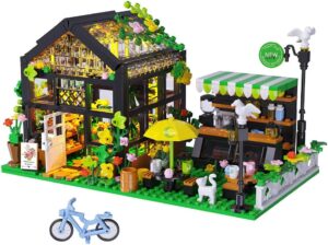 Flower House Building Set with LED, City Street House Flower Shop Building Blocks Toy, Gift for Girls 8-12 Year, Mini Brick 680pcs