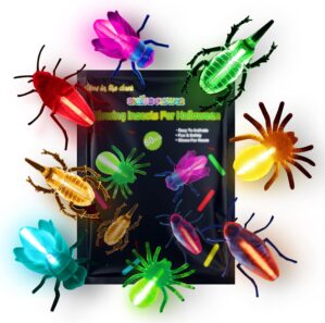Glow Critters for Halloween Party Favor, Glow in The Dark Toys Set for Kids, School Classroom Game Rewards, Trick or Treating Goodie Supplies, Halloween Miniatures/Prizes,20 Critters 40 Glow Sticks