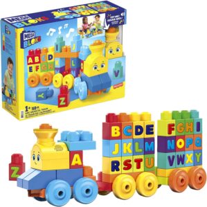 MEGA BLOKS First Builders Toddler Building Blocks Toy Set, ABC Musical Train with 50 Pieces, Music and Sounds, Ages 1+ Years