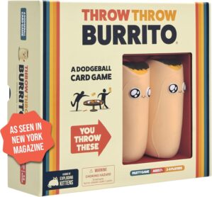 Exploding Kittens Presents Throw Throw Burrito – A Dodgeball Card Game – Family Card Games for Adults, Teens & Kids – 2-6 Players – Ages 7 and Up – 120 Cards