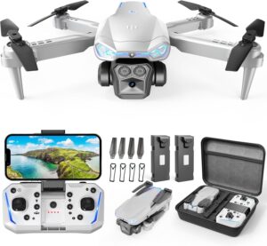 Drone with Camera 1080P HD, FPV Foldable Drone for Adults Kids, One-Key Take Off/ Landing, 3D Flips, Altitude Hold, Speed Adjustment, Headless Mode, 2 Batteries, Toys Gifts for Boys Girls, Beginner