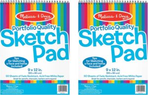 Melissa & Doug Sketch Pad (9 x 12 Inches) – 50 Sheets, 2-Pack – FSC Certified