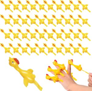 40 Pcs Flying Chicken Slingshot Party Favors for Kids Adults, Bulk Gag Goodie Bags Stuffers for Kids, Rubber Chickens Sling Shot, Funny Gag Gifts for Prankster, Carnival Prizes, Prank, Rave