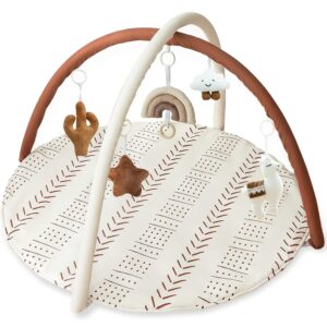 Razee Baby Gym Mat Infant Activity Gym Mudcloth Baby Activity Center with Play Mat with 5 Toys for Babies as Shower Use