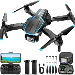 Mini Drone with Camera, 1080P FPV Foldable Drone with Stable Altitude Hold, Gravity Control, Trajectory Flight, 90° Adjustable Lens, One Key Take Off, 2 Batteries, Drones for Adults Kids