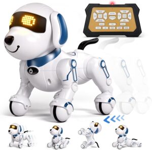 Remote Control Robot Dog Toy, Interactive RC Dog Robot Toys for Kids, Programmable Smart and Dancing Robot Toy, Imitates Animals Mini Pet Dog Robot with Sound and LED Eyes