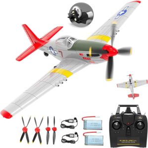 VOLANTEXRC RC Plane – P51 Mustang Ready to Fly with X-Pilot Stabilization – Remote Control Aircraft for Adults, One-Key Aerobatics, 2.4GHz 6-Axis Gyro