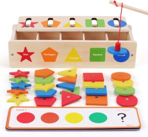 Color Shape Sorting Matching Box, Shape Learning Toys for Toddlers, Magnetic Toys,Wooden Educational Toy,Montessori Fine Motor Skills Toys for 3 4 5 Years Old, Gift for Boys Girls