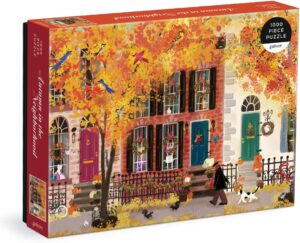 Galison Autumn in The Neighborhood 1000 Piece Puzzle from Galison – 27″ x 20″ Beautifully Illustrated Puzzle from Joy LaForme, Thick & Sturdy Pieces, Challenging Activity for Adults, Unique Gift Idea!