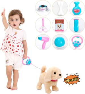 Interactive Walking Dog Toy – Toddler Walking Plush Dog Toys for Kids, Toys for Girls 2 Years Old – Electronic Golden Retriever Plush Toy with Singing, Barking, and Talking
