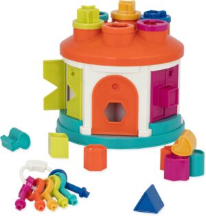 Battat – Shape & Color Sorting Toy – Developmental Toy – Pattern Matching Game – Color-Coded Keys – 2 Years + – Shape Sorter House