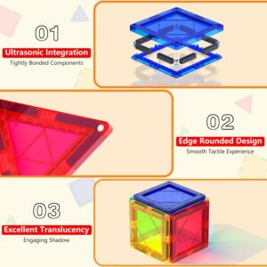 GobiDex Magnetic Tiles Building Blocks Toys for Toddlers-Montessori STEM Preschool Classrooms Toys-3D Magnet Blocks Construction Building Set Gifts for Boys and Girls