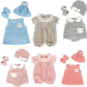 DC-BEAUTIFUL 6 Set Clothes Gift for Infant, Girl Baby, 14 Inch -18 Inch Includes Doll Outfits Dress Hat Socks, Total 14 Pcs Onesies Clothes Pajamas Costumes