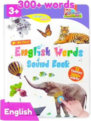 ZeenKind English Learning Talking Book for Kids 2 3 4 5 6 Years Old, 300+ Words Interactive Audio Sound Books for Toddlers, Early Learning Educational Electronic Musical Toy