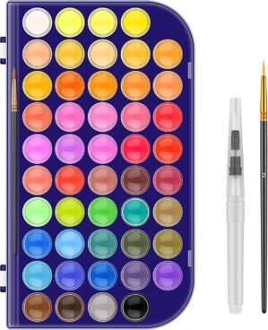 Paint Set, 48 Colors Non-toxic Watercolor Paint with a Brush Refillable a Water Brush Pen and Palette, Washable Water Color Paints Sets for Kids, Adults，and Artists