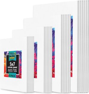 KEFF 24-Pack Bulk Canvas for Painting, 6 of 5×7, 8×10, 9×12, 11×14 Canvas Boards for Painting, Art Supplies for Adults & Kids – 100% Cotton Primed Painting Canvas for Acrylic, Oil, Watercolor, Tempera