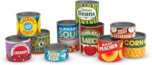 Melissa & Doug Let’s Play House! Grocery Cans Play Food Kitchen Accessory ,3+ years- 10 Stackable Cans With Removable Lids