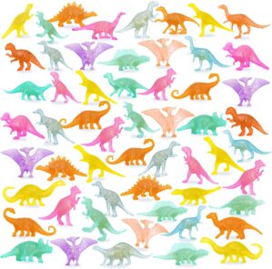 OuMuaMua 78pcs Glow in The Dark Dinosaur Toys Set, Mini Plastic Realistic Dinosaur Figures Glow Toys for Kids Toddler Goody Bag Stuffers, Dinosaur Theme Party Favors Supplies
