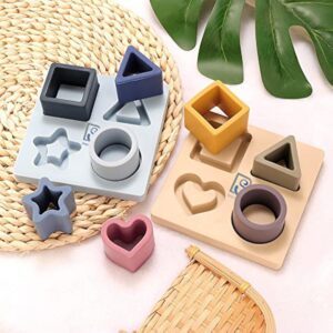 Baby Step Beige Silicone Shape Sorter Puzzle for Toddlers 6-24 Months – Montessori Educational Toy – Enhances Color Recognition & Fine Motor Skills – Beige