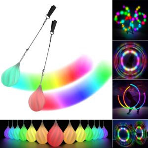 LED Poi Balls Set for Children and Adults – Luminous Premium Toy for Beginners & Professionals | LED Pois Kids Juggling | Juggling Set & Light Painting Accessories | Fire Poi Balls & Luminous Balls
