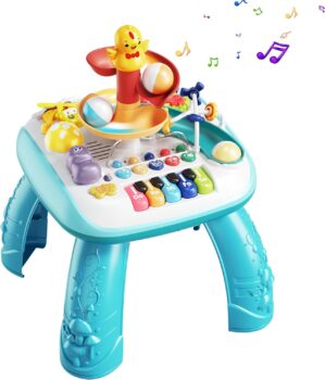 Baby Activity Table Learning Table – Educational Learning Musical Toys & Baby Standing Activity Center, Musical Instruments for Toddlers 1-3, Boy and Girl Birthday Gift Baby Toys 6 to 12 Months