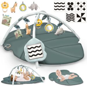 Baby Gym Play Mat Tummy Time Activity Mat XL Large Size Play Mat for Babies 18 Months+ Sensory and Motor Skill Development Newborn Infant Baby Essentials Gift with 6 Detachable Toys
