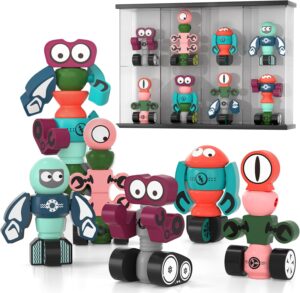 TEMI Magnets Robot Toy for 3 4 5 6 7 Year Old Boys – Transform Toys Planet Magnetic Building Blocks Stacking for Toddler, Learning Educational Christmas and Birthday Gifts for Kids Ages 3-7