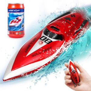 Mini Remote Control Boat RC Boat 2.4Ghz 360 Rotating bulit-in Rechargeable Battery Lakes Swimming Pool Toys Remote Control Boats for Kids 8-12 Years Birthday Gift Red