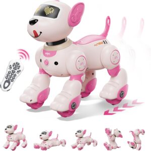 Programmable Robot Dog Toy with Voice Control for Kids, 2.4GHz Remote Control Robot Pet with Touch Sensors, Remote Control Dog Toy Over 20+ Responses, Robot Birthday Gift Toy for Girls