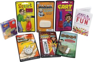 7 Pc Practical Joke Gift Set for Kids w Joke Jelly Beans, Gag Gifts, Prank Jokes & Free Brochure – Great Stocking Stuffer, Christmas Gift For Boys, Valentine’s or Easter Idea! Comes in gift box!