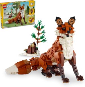 LEGO Creator 3 in 1 Forest Animals: Red Fox Toy, Transforms to Owl Toy Figure or to Squirrel Toy, Woodland Figures Set, Play and Display Gift Idea for Boys and Girls Ages 9 Years Old and Up, 31154