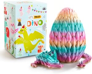 3D Printed Dragon Egg, 15 inchs Rainbow Luminous Dragon Toy,Articulated Crystal Dragon,Glow in Dark Fidget.Cool