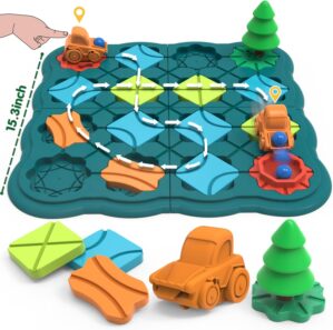 Kids Toys STEM Board Games – Logic Road Builder Brain Teasers Puzzles for 4 5 6 7 Year Old Boys Girls, Educational Montessori Xmas Gifts for Ages 4-8 Preschool Classroom Learning