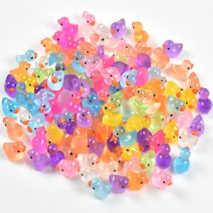 120Packs Glow in The Dark Luminous Ducks Bulk Toys for Party Favors 3+ Boys and Girls, Dollhouse Decor Micro Fairy Garden Landscape Aquarium Tiny Toys