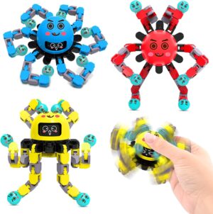 Transformable Fidget Spinner Toys for Kids & Adults,3 PCS Fidget Toys for Teens Anxiety,Sensory Toys for Autism ADHD Stress Relief,Gifts for Boys Girls Kids Fingertip Gyros Travel Toys