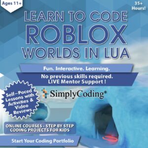 Learn to Code Custom Roblox Worlds in Lua – Computer Programming for Beginners Roblox Gift Card with Digital Pin Code, Ages 11-18, (PC, Mac, Chromebook Compatible)