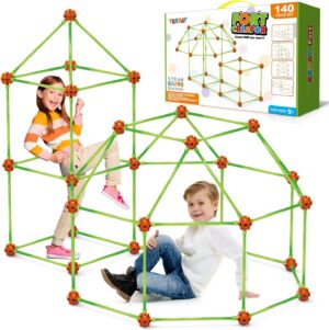 Fort Building Kit for Kids 4,5,6,7,8+Year Old Boys & Girls, 140 pcs, Creative STEM Building Toys for DIY Castles, Tunnels, Play Tent, Ideal Gift for Aged 5-8