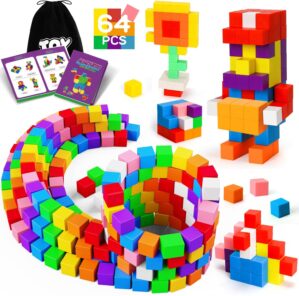 TOY Life 64 Pcs Magnetic Blocks Magnet Blocks Magnetic Building Blocks Magnetic Blocks for Toddlers Age 3-5 Magnetic Blocks for Kids Ages 4-8 Magnetic Blocks for Kids Ages 3-5 Preschool Building Toys