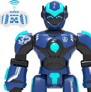Robot Toys for Kids, Programmable Remote Control Robot with Gesture Sensing, Voice Control & LED Face, 15 3/4″ (Blue)