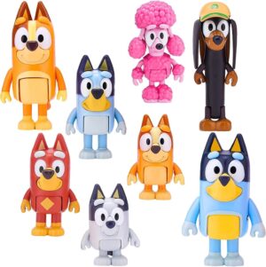 8 PCS Wolfs-Bluey Figures Toys Playset, Wolves-Bluey Action Figurines Family and Friends Set; Bingo, Bandit, Chilli, Coco, Snickers, Rusty and Muffin – Cake Toppers 2.5-3″