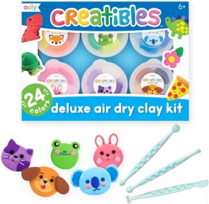 OOLY Creatibles, 24 Colors Air Dry Clay Kit for Kids Craft, Modeling Clay with 3 Shaping Tools, Craft Supplies & Materials, Airdry Clay DIY Art Set for Kids Ages 6 and Up