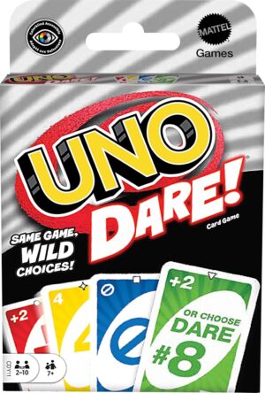 Mattel Games ​UNO Dare Card Game for Family & Game Nights Featuring Challenging & Silly Dares from 3 Different Categories