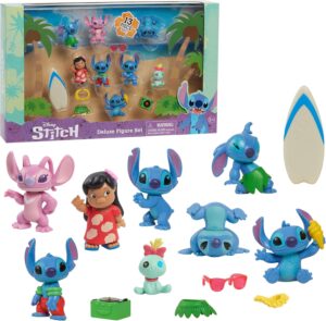 Disney’s Lilo & Stitch Deluxe Figure Set, 13-Piece Set, 2-inch tall Collectible Figurines, Pretend Play, Kids Toys for Ages 3 Up by Just Play