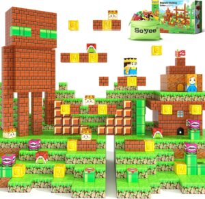 108PCS Magnetic Blocks Building Toys – Build Mine Magnet World Game Adventure Set 1” Magnet Building Blocks Cubes Boys Girls Toys Ages 3-5 4-6 5-7 6-8 Kids Gifts for 3-12 Years Old