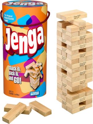 Hasbro Gaming Jenga Wooden Blocks Stacking Tumbling Tower Game | Party Games for Kids & Families | Christmas Stocking Stuffers | Ages 6+ (Amazon Exclusive)