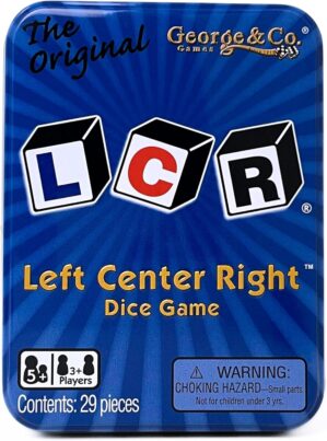 LCR® Left Center Right™ Dice Game – Blue Tin